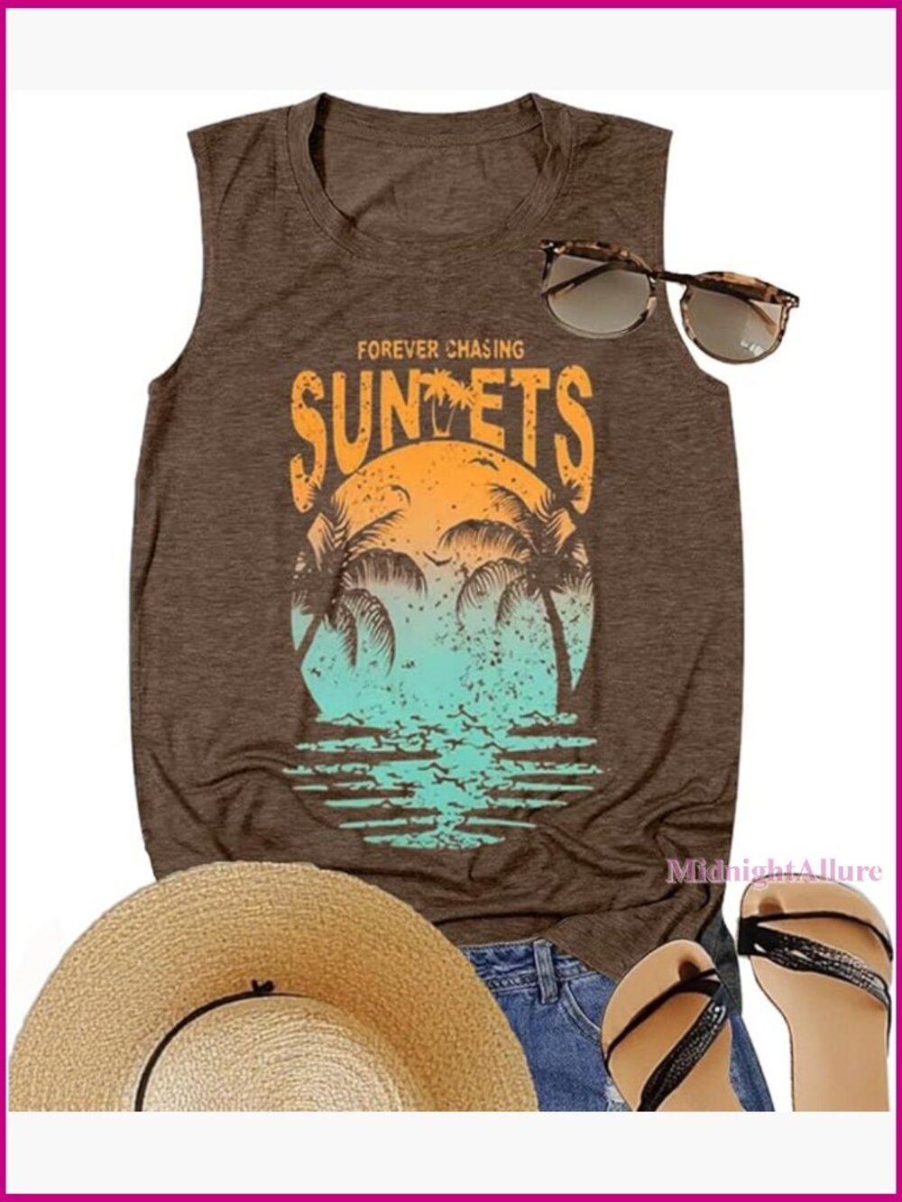 Vacay Mode Women's Summer Beach Tank Top Sleeveless Graphic Tee